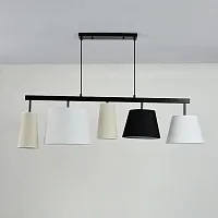 Светильник подвесной Parecchi Black L117 Round section 196817-26 ImperiumLoft белый бежевый на 5 ламп, основание чёрное в стиле современный 