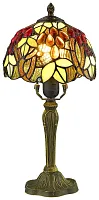 Настольная лампа Тиффани 881-804-01 Velante разноцветная 1 лампа, основание бронзовое коричневое металл в стиле тиффани виноград цветы