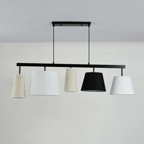 Светильник подвесной Parecchi Black L117 Square section 102006-26 ImperiumLoft белый бежевый на 5 ламп, основание чёрное в стиле современный фото 3