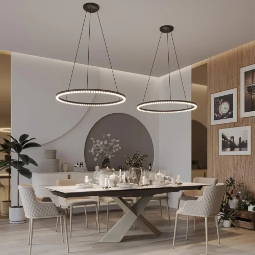 Светильник подвесной LED Monile 359711 Novotech чёрный на 1 лампу, основание чёрное в стиле хай-тек современный минимализм кольца фото 3