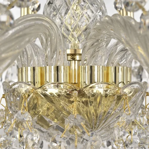 Люстра подвесная 107/10/200 G Bohemia Ivele Crystal без плафона на 10 ламп, основание прозрачное золотое в стиле классический sp фото 3
