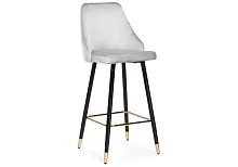 Барный стул Archi light gray 15042 Woodville, серый/велюр, ножки/металл/чёрный, размеры - ****490*500