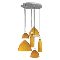 Светильник подвесной AGOLA 810163 Lightstar янтарный жёлтый 6 ламп, основание серое хром в стиле арт-деко 