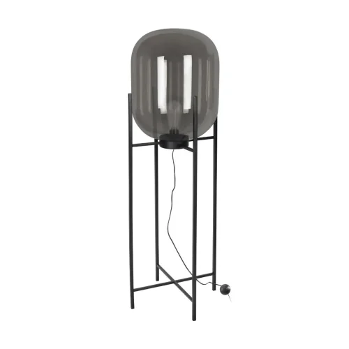 Торшер Oda 10195F/1400 Smoke LOFT IT чёрный серый на 1 лампу, основание чёрное в стиле современный 