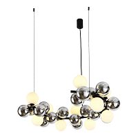 Люстра подвесная Honolulu LSP-6068 Lussole белая на 11 ламп, основание чёрное в стиле современный молекула шар