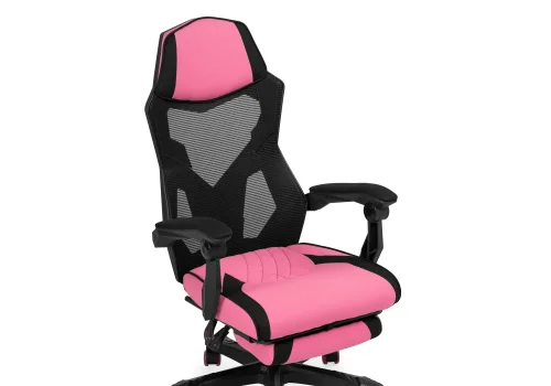 Компьютерное кресло Brun pink / black 15731 Woodville, розовый чёрный/сетка ткань, ножки/пластик/чёрный, размеры - *1200***610*550 фото 6
