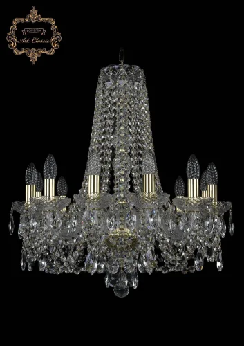 Люстра подвесная хрустальная 11.11.12.195.h-63.Gd.Sp Bohemia Art Classic прозрачная на 12 ламп, основание золотое в стиле классика 