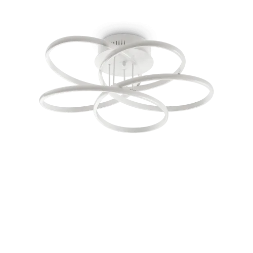 Люстра потолочная LED KAROL PL D65 Ideal Lux белая на 1 лампа, основание белое в стиле современный кольца
