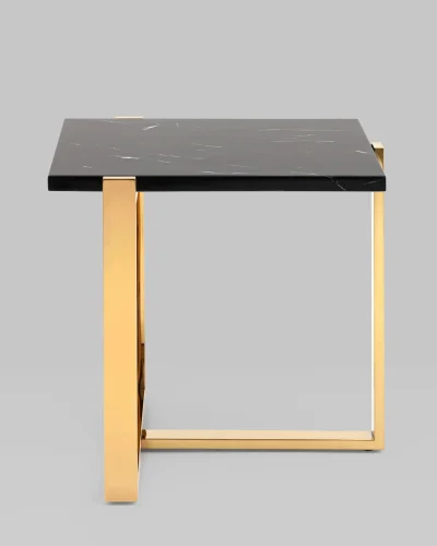 Журнальный столик Тоби 61*61, черный мрамор, сталь золото УТ000036328 Stool Group столешница чёрная из искусственный мрамор фото 3