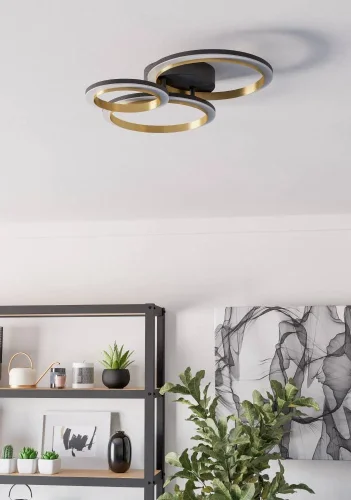 Светильник потолочный LED Calliera 901224 Eglo чёрный матовый латунь на 1 лампу, основание чёрное матовое латунь в стиле современный хай-тек фото 5