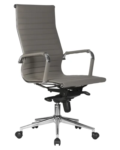 Офисное кресло для руководителей 101F-LMR CLARK, цвет сиденья серый Dobrin, серый/экокожа, ножки/металл/хром, размеры - 1090*1150***680*680 фото 2