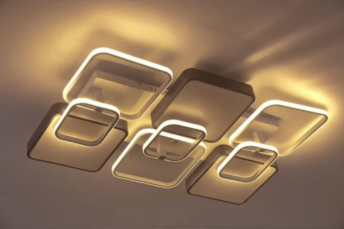 Люстра потолочная LED с пультом 10245/9LED Escada белая на 1 лампа, основание белое в стиле хай-тек с пультом квадраты фото 4