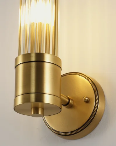 Бра Brass V11020-1W Moderli прозрачный на 1 лампу, основание золотое латунь в стиле современный американский фото 6