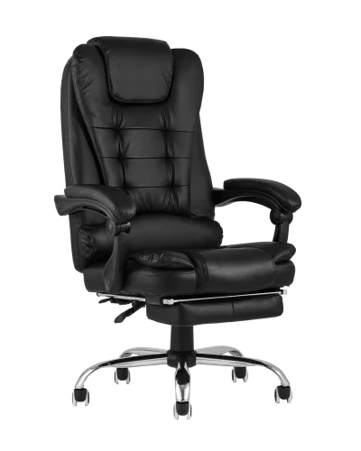 Кресло руководителя TopChairs President, черное УТ000001955 Stool Group, чёрный/экокожа, ножки/металл/хром, размеры - ****690*710