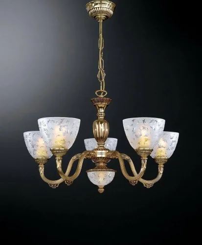 Люстра подвесная  L 6352/5 Reccagni Angelo белая на 5 ламп, основание золотое в стиле классический 