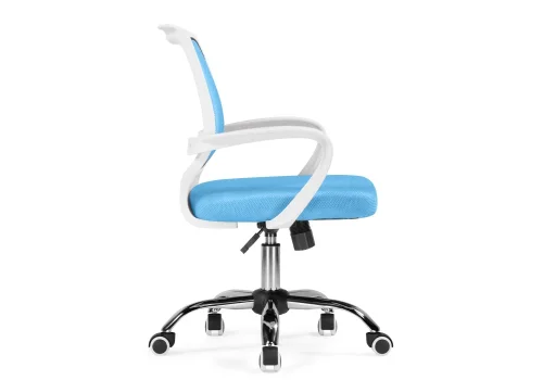 Компьютерное кресло Ergoplus blue / white 15375 Woodville, голубой/ткань, ножки/металл/хром, размеры - *940***610* фото 4