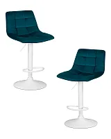 Набор 2 шт Стул барный DOBRIN TAILOR WHITE (морской волны велюр (MJ9-99)) цвет сиденья морской волны велюр (MJ9-99), цвет основания белый Dobrin, морская волна/велюр, ножки/металл/, размеры - 920*1130****