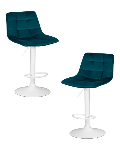 Набор 2 шт Стул барный DOBRIN TAILOR WHITE (морской волны велюр (MJ9-99)) цвет сиденья морской волны велюр (MJ9-99), цвет основания белый Dobrin, морская волна/велюр, ножки/металл/, размеры - 920*1130****