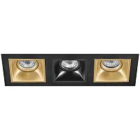 Светильник точечный Domino quadro D537030703 Lightstar чёрный золотой 3 лампы, основание чёрное в стиле современный хай-тек 