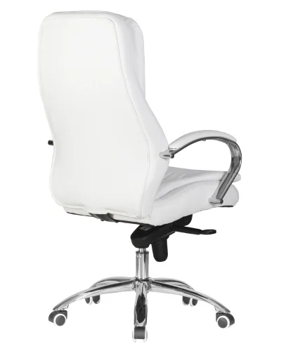 Офисное кресло для руководителей 108F-LMR LYNDON, цвет сиденья белый Dobrin, белый/экокожа, ножки/металл/хром, размеры - 1150*1200***670*670 фото 4