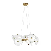 Люстра подвесная Bloom 10352/650 AB LOFT IT белая прозрачная на 9 ламп, основание античное бронза в стиле арт-деко флористика современный ветви