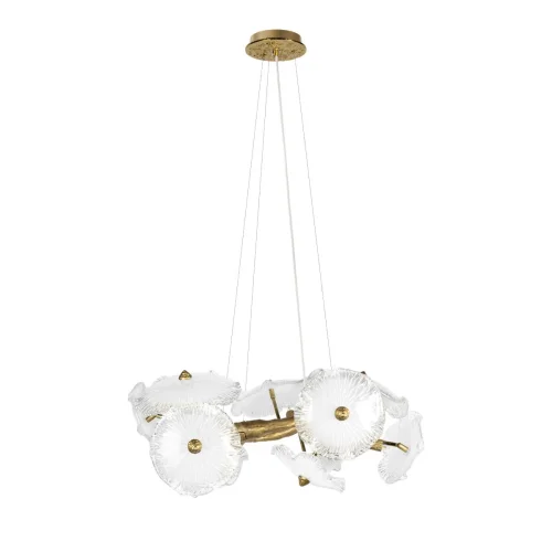 Люстра подвесная Bloom 10352/650 AB LOFT IT белая прозрачная на 9 ламп, основание античное бронза в стиле современный флористика арт-деко ветви