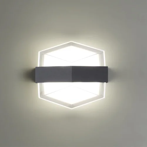Настенный светильник уличный LED Kaimas 358574 Novotech уличный IP54 чёрный серый на 1 лампу, плафон белый прозрачный в стиле хай-тек современный LED фото 4