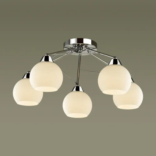 Люстра потолочная Comfi 5211/5С Lumion белая на 5 ламп, основание хром в стиле современный  фото 3