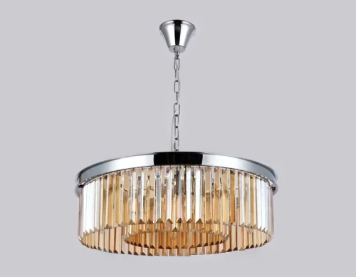 Люстра подвесная TR5097 Ambrella light янтарная на 8 ламп, основание хром в стиле современный классический  фото 4