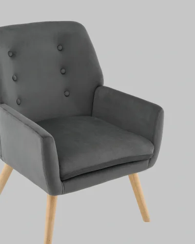 Кресло Райт серый УТ000040111 Stool Group, серый/велюр, ножки/массив гевеи/бежевый коричневый, размеры - *790****мм фото 8