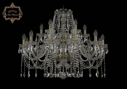 Люстра подвесная хрустальная 11.12.12+6.300.2d.Br.Sp Bohemia Art Classic прозрачная на 18 ламп, основание бронзовое в стиле классический 