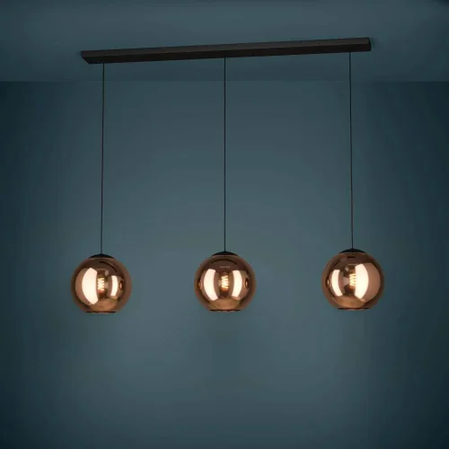 Светильник подвесной Cordoba 390095 Eglo медь 3 лампы, основание чёрное в стиле современный шар фото 2