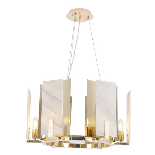 Люстра подвесная DELUXE SP6 Crystal Lux белая на 6 ламп, основание золотое в стиле современный  фото 4