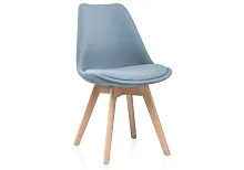 Деревянный стул Bonuss light blue / wood 15223 Woodville, голубой/велюр, ножки/массив бука/натуральный, размеры - ****490*560