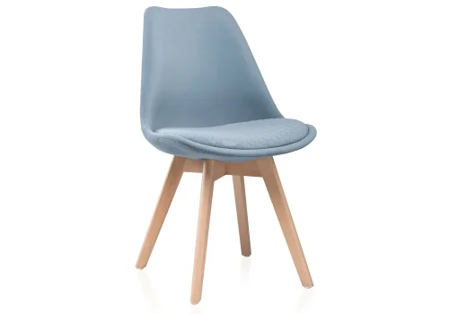 Деревянный стул Bonuss light blue / wood 15223 Woodville, голубой/велюр, ножки/массив бука дерево/натуральный, размеры - ****490*560