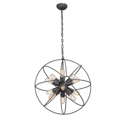 Люстра подвесная V4576-1/12 Vitaluce без плафона на 12 ламп, основание чёрное в стиле лофт 