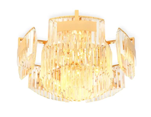 Люстра потолочная TR5093 Ambrella light прозрачная на 10 ламп, основание золотое в стиле современный классический 