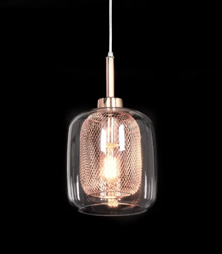 Светильник подвесной Bessa LDP 11337 R.GD Lumina Deco прозрачный розовый 1 лампа, основание золотое в стиле современный лофт  фото 5