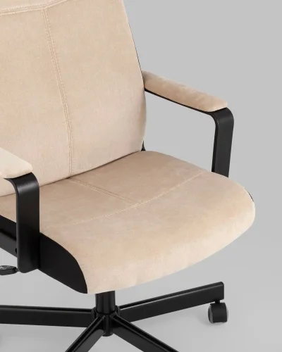 Кресло руководителя TopChairs ST-DOMINGO (Спинка и сиденье песочная ткань Light-21 УТ000036500 Stool Group, бежевый/велюр, ножки/металл/чёрный, размеры - ***** фото 7
