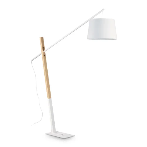 Торшер EMINENT PT1 BIANCO Ideal Lux изогнутый белый 1 лампа, основание белое в стиле современный
