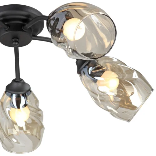 Люстра потолочная V4929-1/5PL Vitaluce янтарная на 5 ламп, основание чёрное в стиле арт-деко фото 2 Люстра потолочная V4929-1/5PL Vitaluce янтарная на 5 ламп, основание чёрное в стиле арт-деко фото 2