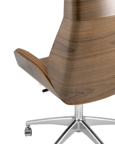 Кресло руководителя TopChairs Crown NEW, коричневое УТ000031356 Stool Group, коричневый/экокожа, ножки/металл/хром, размеры - ****600*640 фото 4