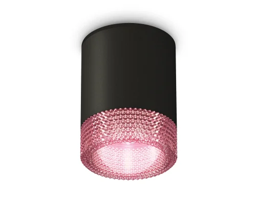 Светильник накладной Techno spot XS6302042 Ambrella light розовый чёрный 1 лампа, основание чёрное в стиле современный круглый