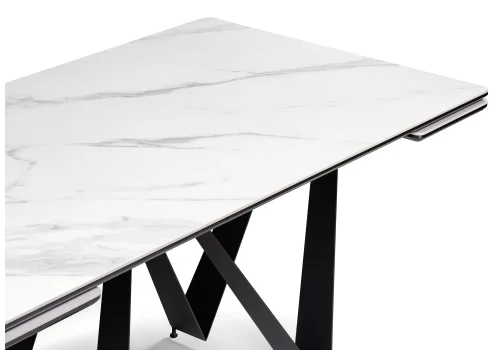 Керамический стол Марвин 160(220)х90х76 белый мрамор / черный 572423 Woodville столешница белая из керамика фото 5