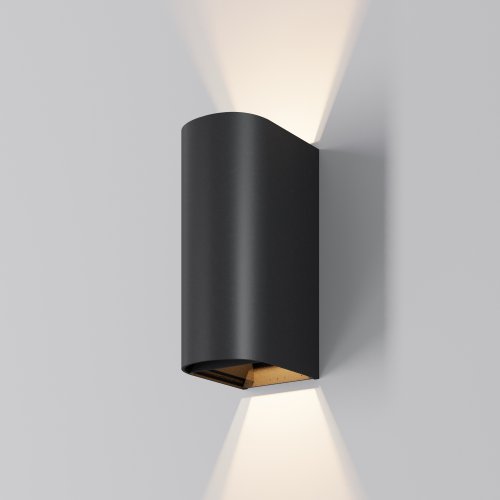 Настенный светильник ЛЕД уличный Драп / Drape O526WL-L10B3K Maytoni уличный IP65 чёрный на 1 лампу, плафон чёрный в стиле современный ЛЕД фото 5