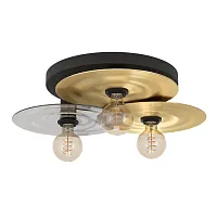 Светильник потолочный Lintmill 44027 Eglo без плафона на 3 лампы, основание чёрное матовое латунь в стиле современный лофт 