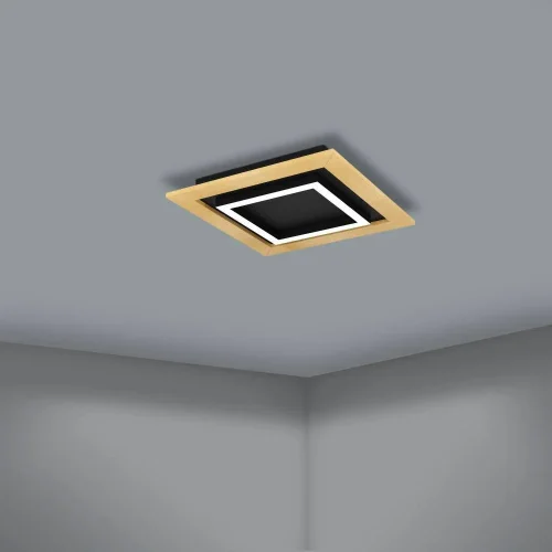 Светильник потолочный LED Tirrenara 900603 Eglo чёрный коричневый 1 лампа, основание чёрное в стиле хай-тек современный квадраты фото 3