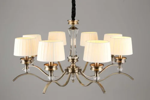 Люстра подвесная Arosio OML-88413-08 Omnilux бежевая на 8 ламп, основание бронзовое в стиле классический  фото 3