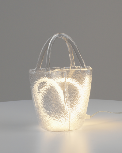 Настольная лампа LED Bag V11674-TL Moderli прозрачная на 1 лампу, основание прозрачное стекло в стиле современный арт-деко 