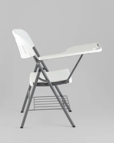 Стул складной банкетный со столиком и полкой УТ000040172 Stool Group, белый/, ножки/металл/серый, размеры - *870***810*530 фото 3